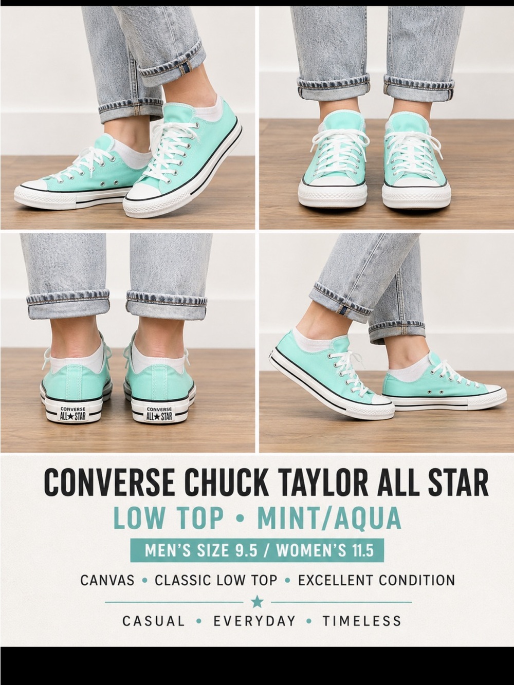 Converse Chuck Taylor All Star Low Top Sneakers - Mint/Aqua
